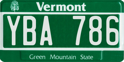 VT license plate YBA786