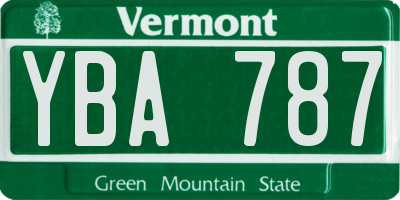VT license plate YBA787