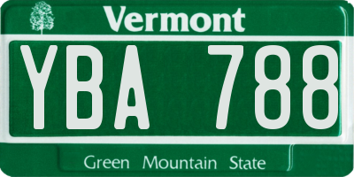 VT license plate YBA788