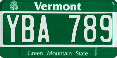 VT license plate YBA789