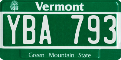 VT license plate YBA793