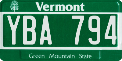 VT license plate YBA794