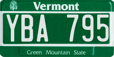 VT license plate YBA795