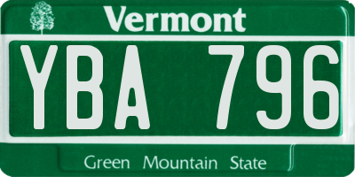 VT license plate YBA796