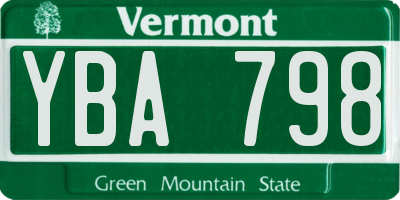 VT license plate YBA798