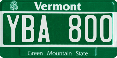 VT license plate YBA800