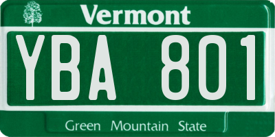 VT license plate YBA801