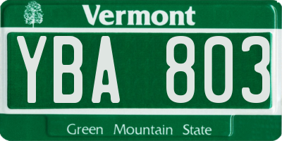 VT license plate YBA803