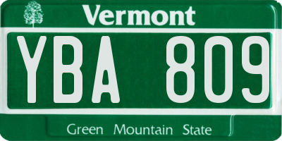 VT license plate YBA809