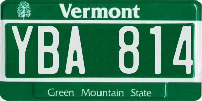 VT license plate YBA814