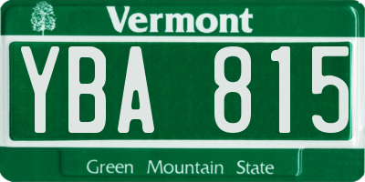 VT license plate YBA815