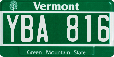 VT license plate YBA816