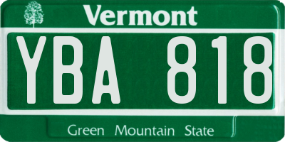 VT license plate YBA818