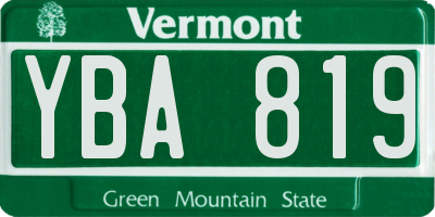 VT license plate YBA819