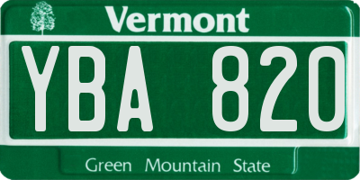 VT license plate YBA820