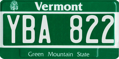 VT license plate YBA822