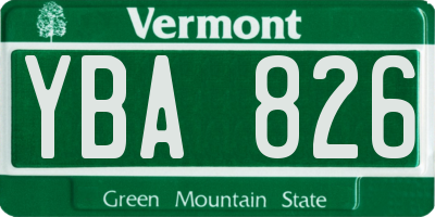 VT license plate YBA826