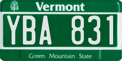 VT license plate YBA831