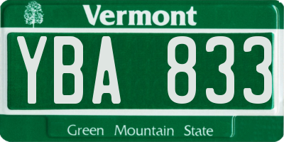 VT license plate YBA833