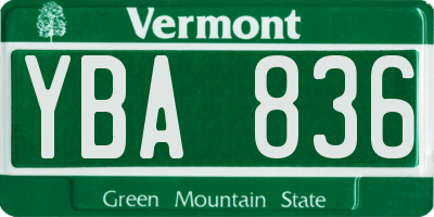 VT license plate YBA836