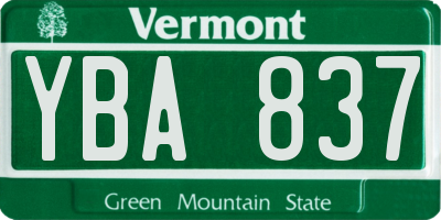VT license plate YBA837