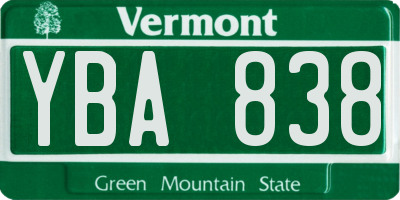 VT license plate YBA838