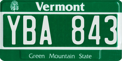 VT license plate YBA843