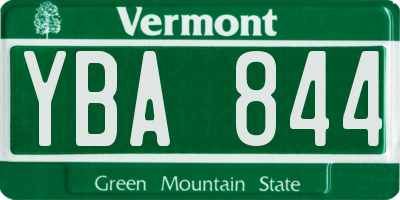 VT license plate YBA844