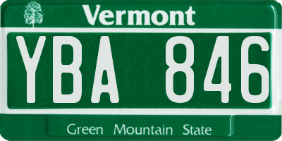 VT license plate YBA846