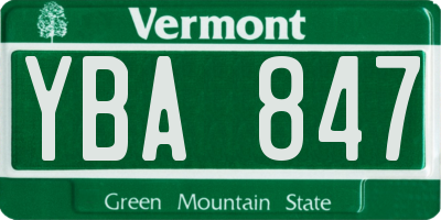 VT license plate YBA847