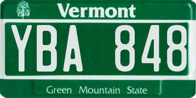 VT license plate YBA848