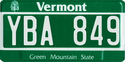 VT license plate YBA849