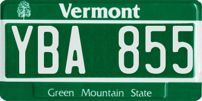 VT license plate YBA855