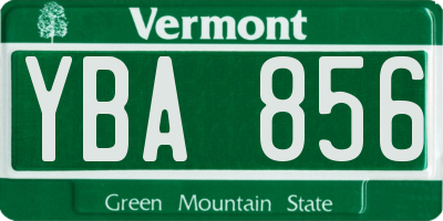 VT license plate YBA856