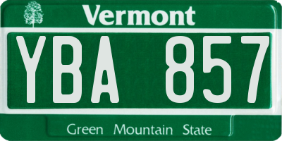 VT license plate YBA857