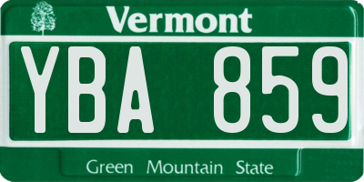 VT license plate YBA859