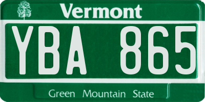 VT license plate YBA865
