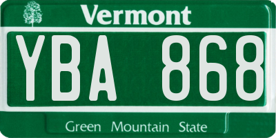 VT license plate YBA868