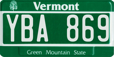 VT license plate YBA869