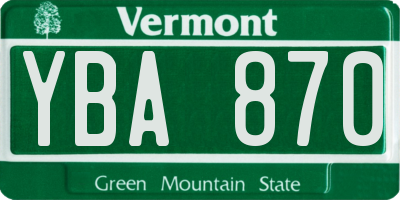 VT license plate YBA870