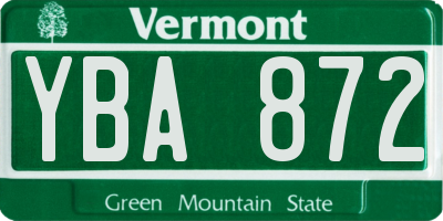 VT license plate YBA872
