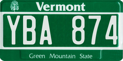 VT license plate YBA874