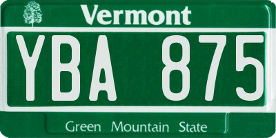 VT license plate YBA875