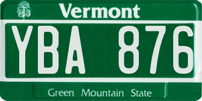 VT license plate YBA876