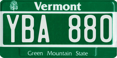 VT license plate YBA880