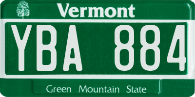 VT license plate YBA884