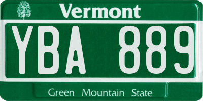 VT license plate YBA889