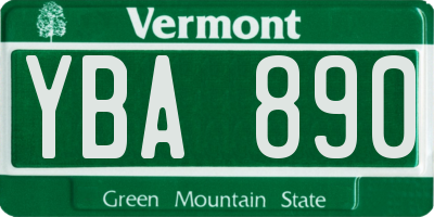 VT license plate YBA890