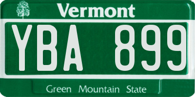 VT license plate YBA899