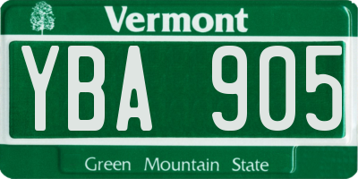 VT license plate YBA905